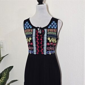 "Design History" viscose black dress with embroidery,  size M/L